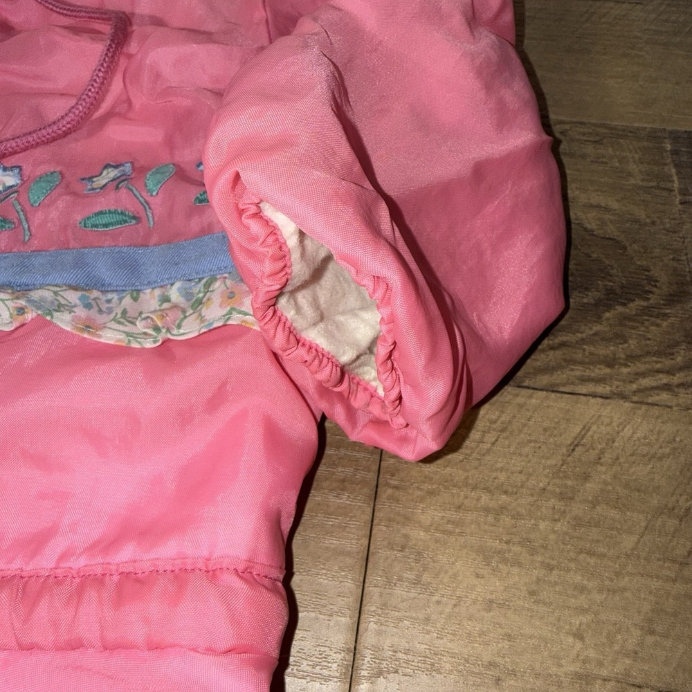 Vintage Samara 18 Month Baby Girl Windbreaker Pink Embroidered Jacket Ruffles - Picture 4 of 7